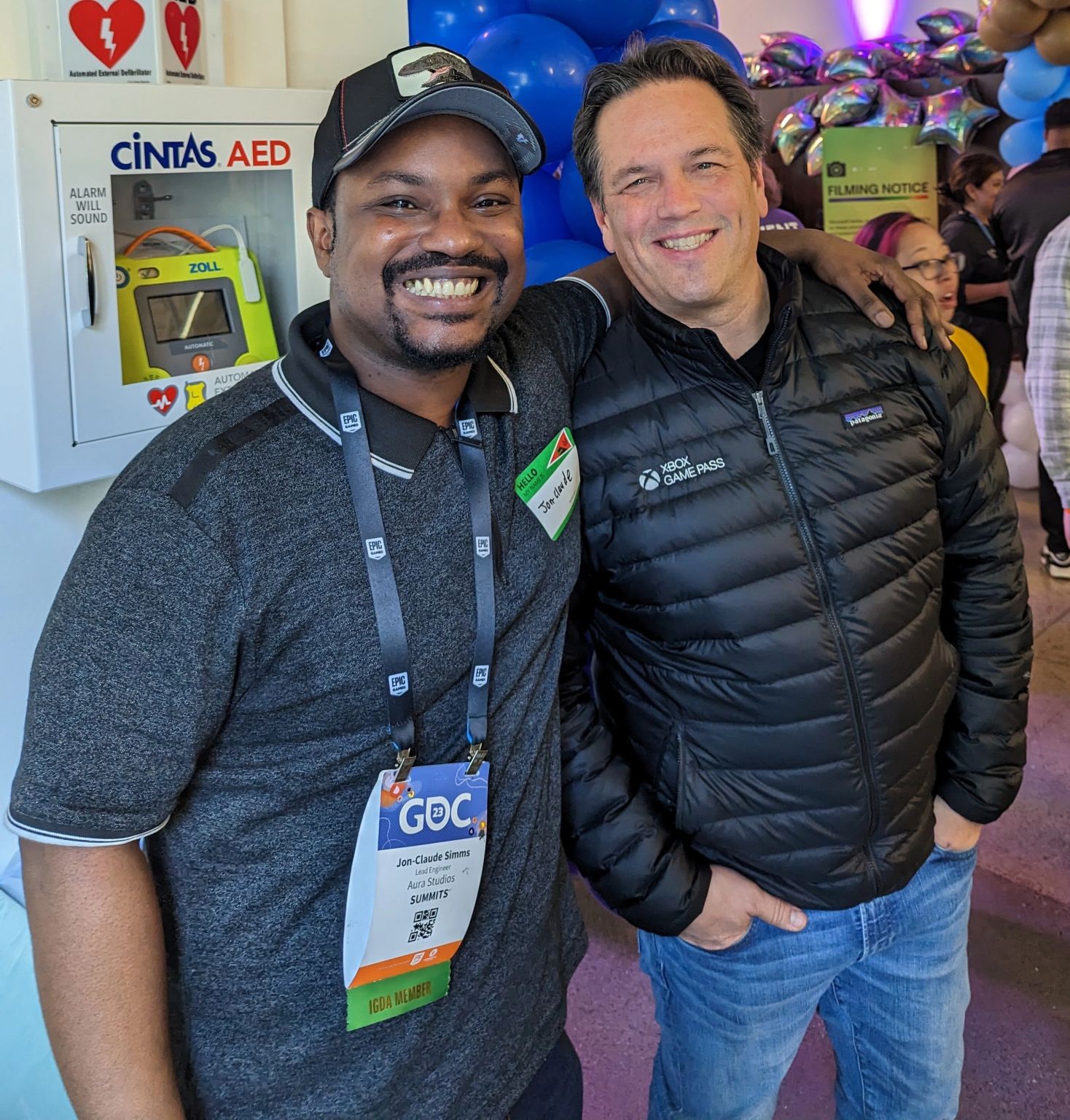 Jon-Claude Simms with Phil Spencer, CEO of Microsoft Gaming — the executive overseeing one of the largest gaming ecosystems in the world.